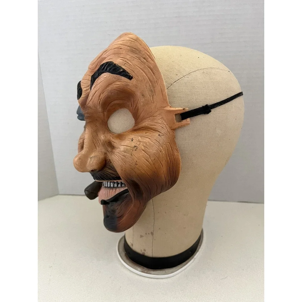 Fun World DIV Rubber Mask Halloween Man Hobo Black Blue Bruised Eye & Cigar VTG